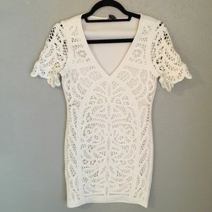 French Connection Mesi Macrame Lace Jersey Dress